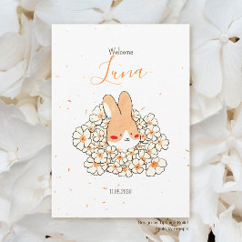 Faire-part naissance lapin fleur