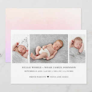 Faire-part Naissance moderne de 3 photos