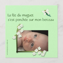Faire-part naissance muguet et fée felt vert pale
