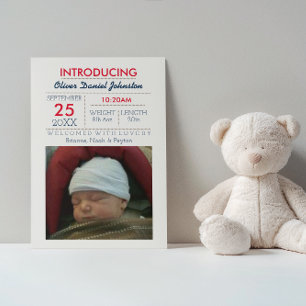 Faire-part nautique de bébé de photo de rayure de