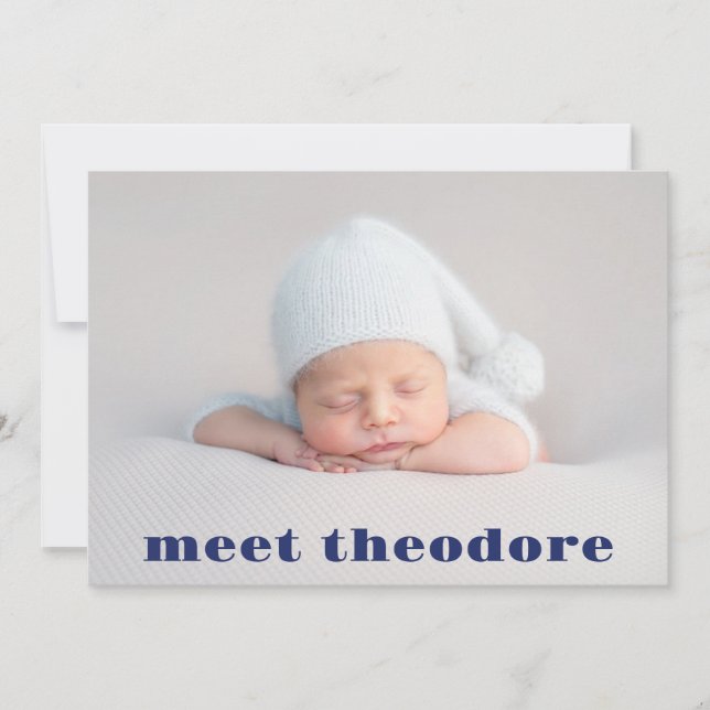 Faire-part Navy Blue Meet Baby Boy Photo Collage Announ de na (Devant)