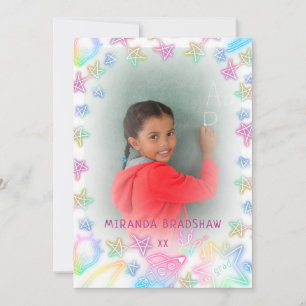 Faire-part Neon Pastel Stars Galaxy Kids Graduation Photo Ann