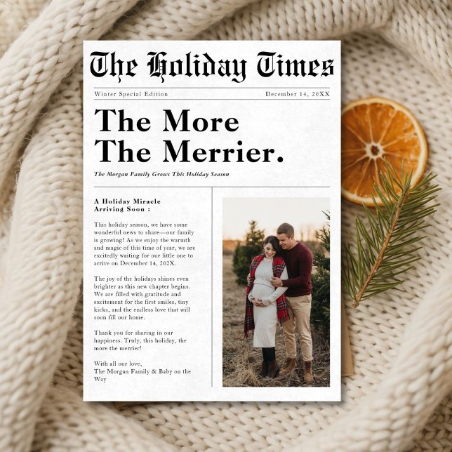 Faire-part Newspaper Style | The More The Merrier Pregnancy (Créateur téléchargé)
