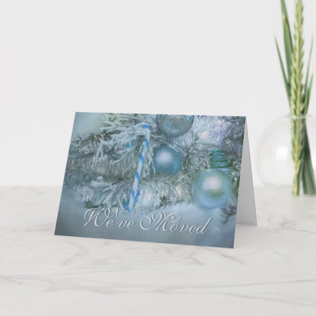 Faire-part Noël Bleu Turquoise Ornements de vacances Nous avo (Devant)