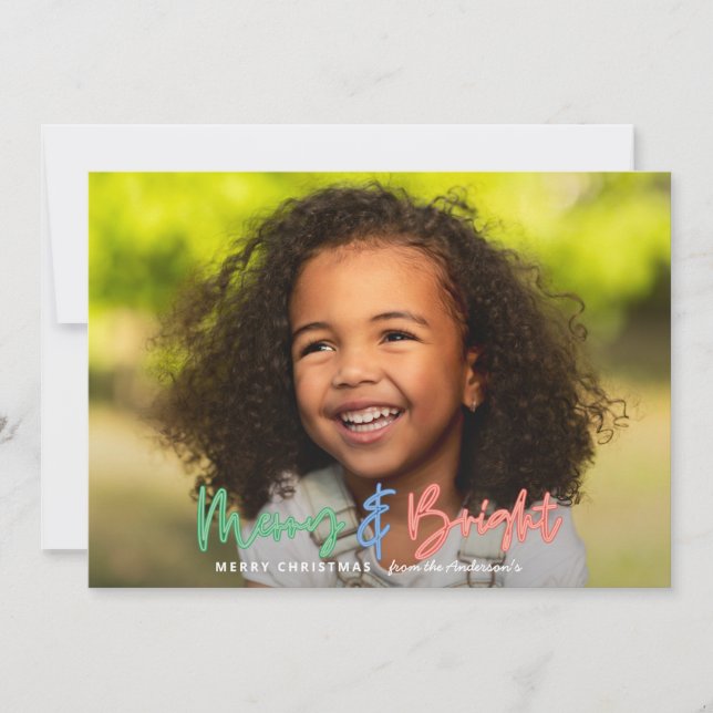 Faire-part Noël multi photo brillant moderne coloré néon (Devant)