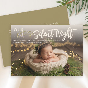 Faire-part Noël Pas Silent Night Gold Funny Baby Photo