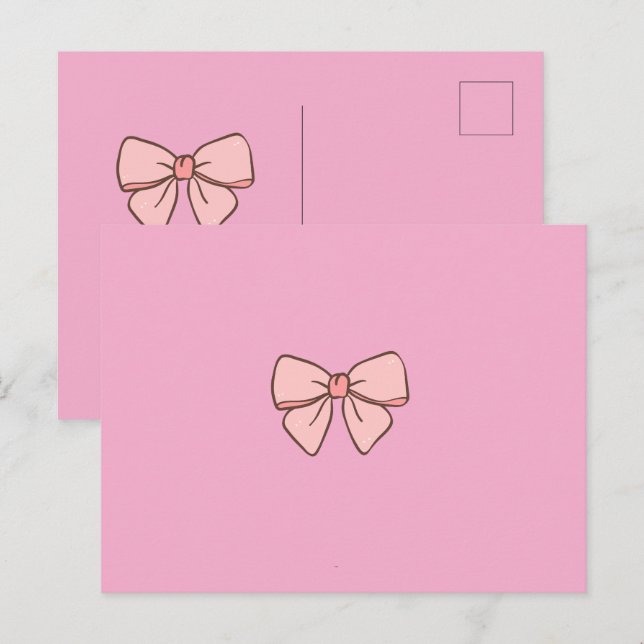 faire-part noeud papillon rose pastel einladungspostkarte (Vorne/Hinten)