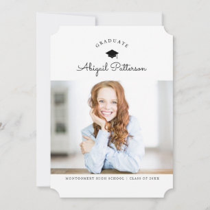 Faire-part noir et blanc de diplômé