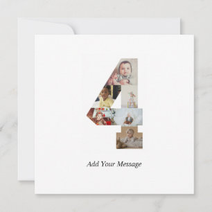 Faire-part Noir et blanc Numéro 4 Photo Collage