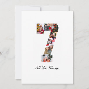 Faire-part Noir et blanc Numéro 7 Photo Collage