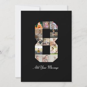 Faire-part Noir et blanc Numéro 8 Photo Collage