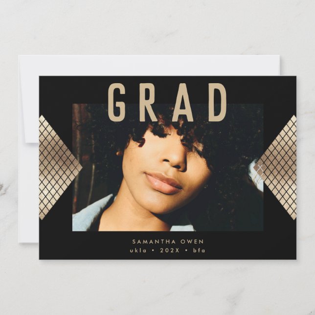 Faire-part Noir et Jaune Moderne Géométrique Huile Announ (Devant)