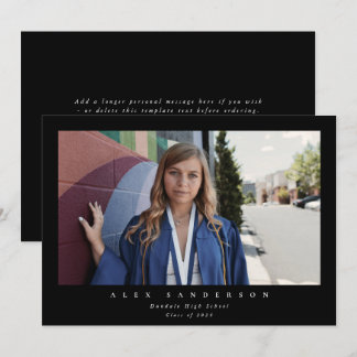 Faire-part Noir Simple Moderne Photo Graduation