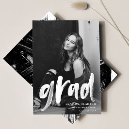 Faire-part Noir | Traits de pinceau abstraits Photo Remerciem