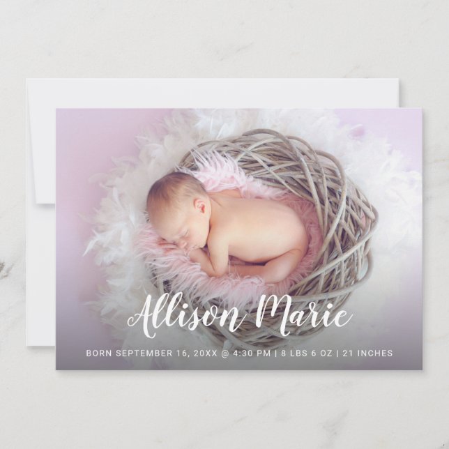 Faire-part Nom de script Elegant Photo Baby Modern Simple (Devant)