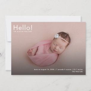 Faire-part Nom photo du bébé moderne Statistiques Naissance