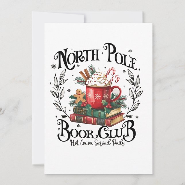 Faire-part North Pôle Book Club Hot Cocoa Noël (Devant)