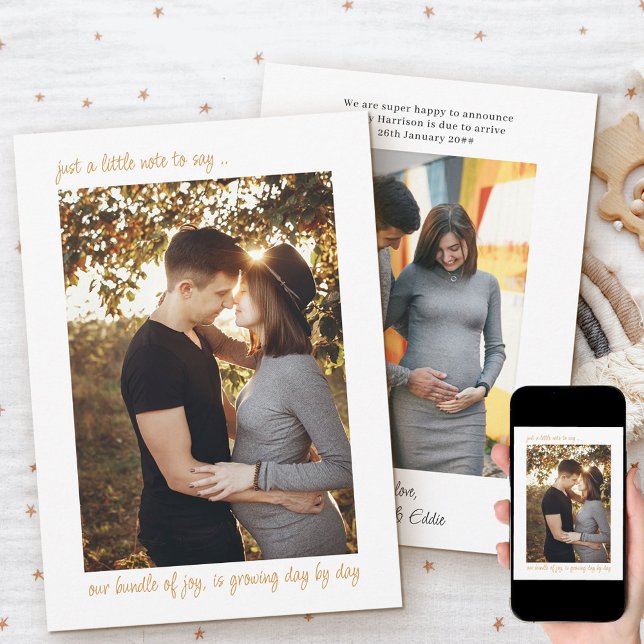 Faire-part Note décontractée pour dire 2 Grossesse photo vert (Créateur téléchargé)