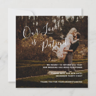 Faire-part Notre Amour Est Patient Photo Mariage Postponement