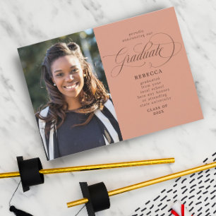 Faire-part Notre Graduate Classic Script Rust Photo Graduate