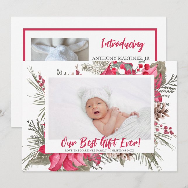 Faire-part Notre Meilleur Cadeau Naissance de bébé Ever (Devant / Derrière)