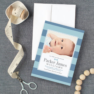Faire-part Notre Petit Homme Aqua Bleu Beau Bébé Garçon Naiss