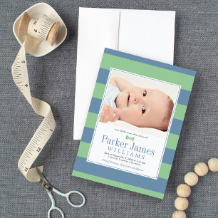 Faire-part Notre petit homme vert ardoise Beau bébé garçon Na