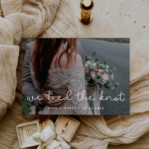 Faire-part Nous avons attaché le noeud Cute script mariage ca