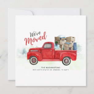 Faire-part Nous Avons Déménagé Aquarelle Rouge Camion Déménag