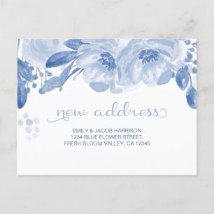 Faire-part Nous avons déménagé, carte postale florale à la no