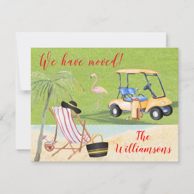 Faire-part Nous avons déménagé Golf Beach Budget FLAT Move (Devant)