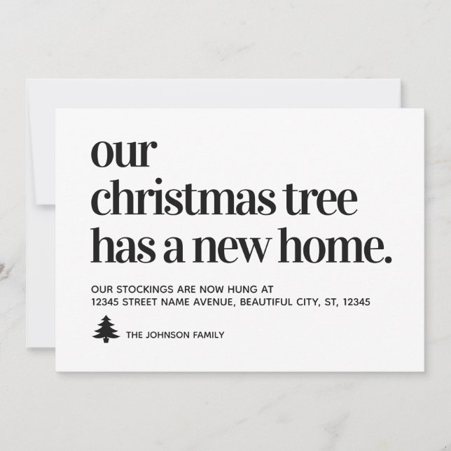 Faire-part Nous avons déménagé l'arbre de Noël a une nouvelle (Devant)