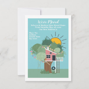 Faire-part Nous Avons Déménagé Maison Arbre Et Soleil
