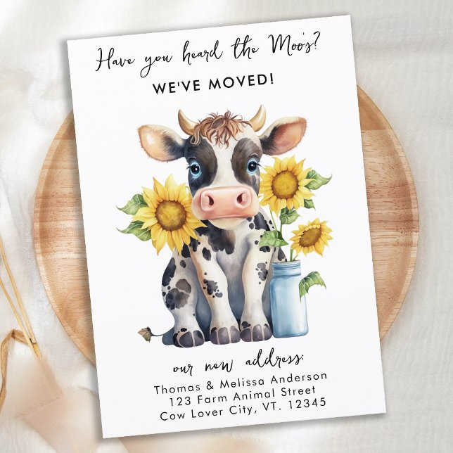 Faire-part Nous avons déménagé Nouvelle Adresse Cute Cow Sunf (Créateur téléchargé)