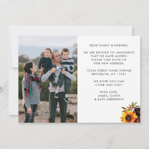 Faire-part Nous avons déménagé Tournesol d'automne Nouveau Ac