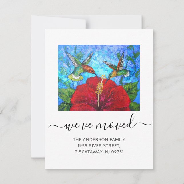 Faire-part Nous avons Déplacé des Colibris Nom Script Moving (Devant)