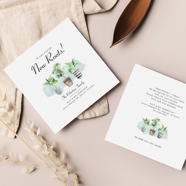 Faire-part Nous avons déplacé des Plantes en pointillés de no (Créateur téléchargé)