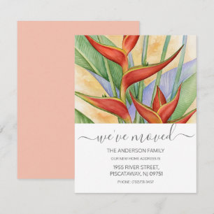 Faire-part Nous avons déplacé Floral Heliconia Rose Gold Scri