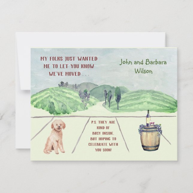 FAIRE-PART NOUS AVONS DÉPLACÉ FUN FAMILY DOG ANNOUNCES MOVE (Devant)