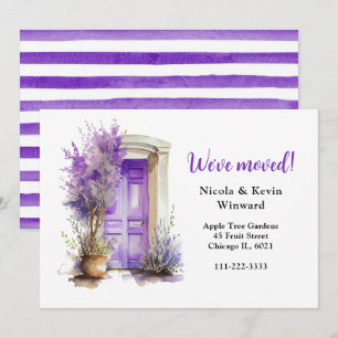 Faire-part Nous avons déplacé la porte de lavande violet fleu