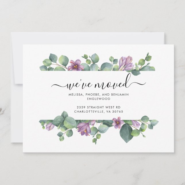 Faire-part Nous Avons Déplacé L'Aquarelle Eucalyptus Moving (Devant)