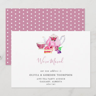 Faire-part Nous avons déplacé un ensemble de thé d'aquarelle 