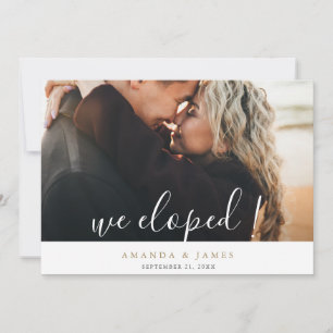 Faire-part Nous Avons Échappé ! Mariage photo Elopement Or Pe