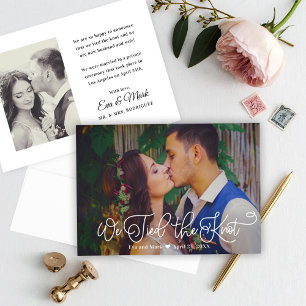 Faire-part Nous avons lié le noeud blanc Mariage de script ph