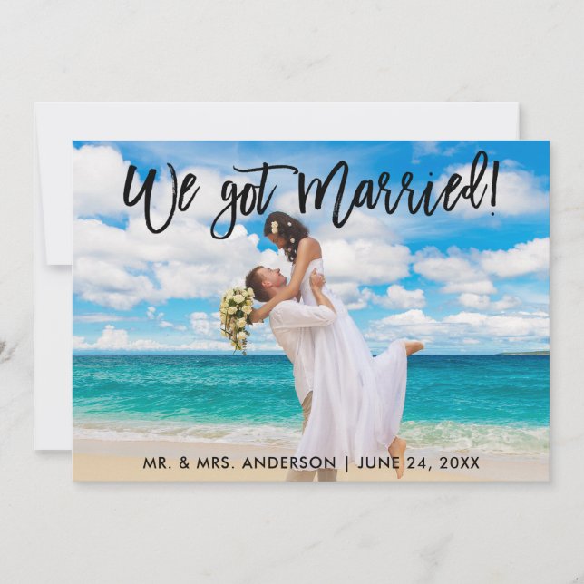 Faire-part Nous Avons Marié Brush Script Celebration Invitati (Devant)