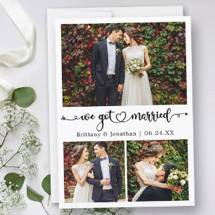 Faire-part Nous avons marié Calligraphie Heart 3 Mariage phot
