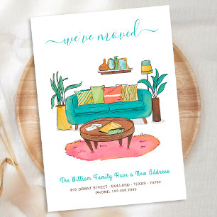 Faire-part Nous avons Moved l Cute Watercolor Nouvelle adress