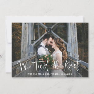 Faire-part Nous avons noué le nœud   Mariage intime avec phot