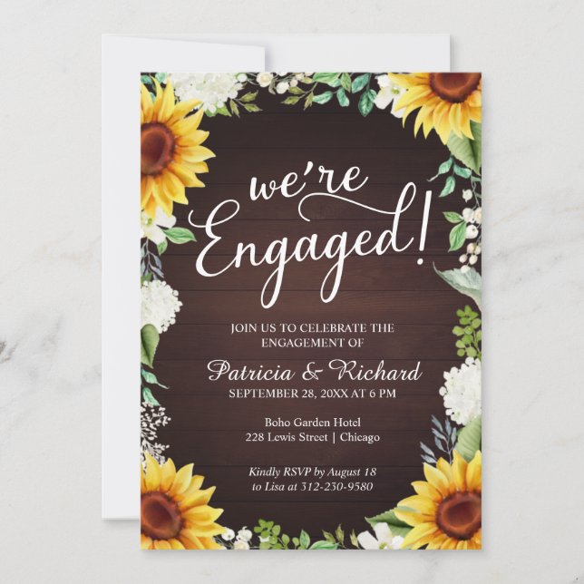 Faire-part Nous sommes engagés Rustic Engagement Party Invita (Devant)