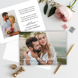 Faire-part Nous sommes partis en elopement Photo de mariage m